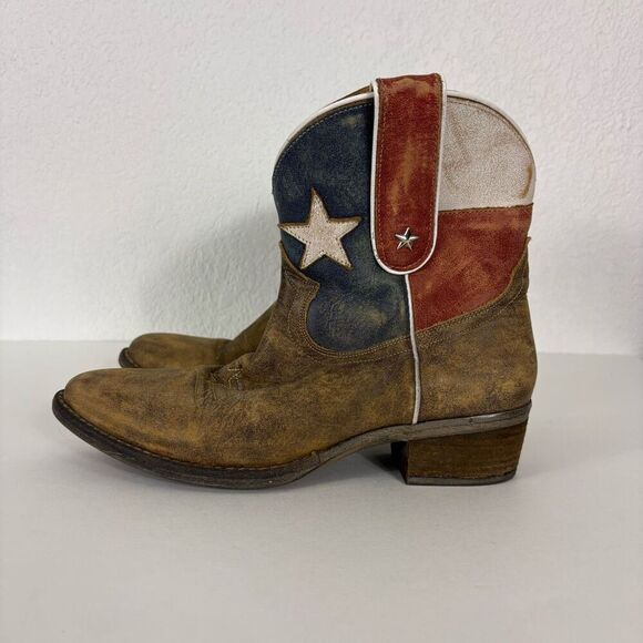 Diego Di Lucca Western Boots Texas Brown Leather Mid Calf Cowboy Boots Women's S - Picture 1 of 12